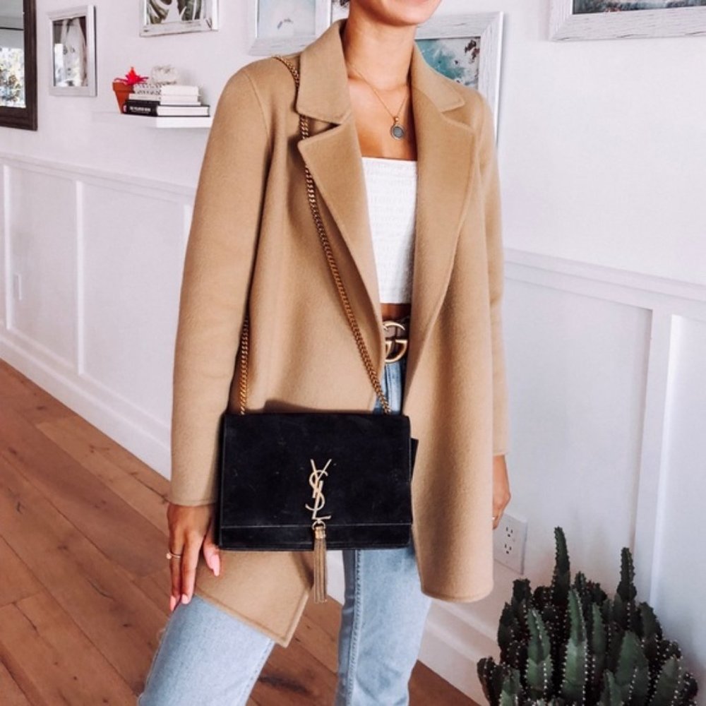 Theory Clairene Open Front Wool and Cashmere Coat